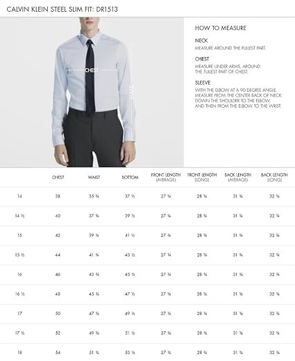 Calvin Klein Slim Fit Dress Shirt Size Chart - Chart Walls