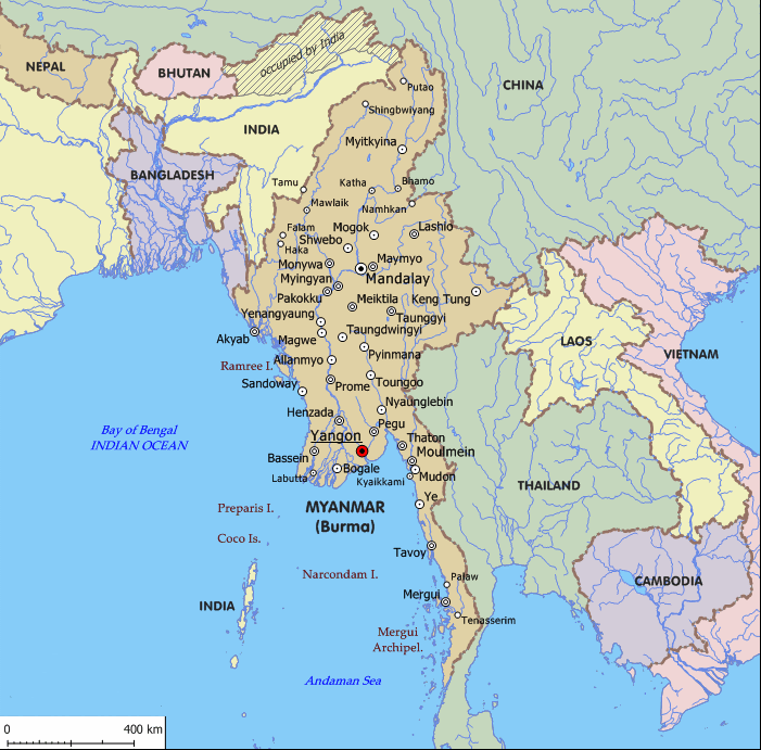World Map Myanmar - TravelsFinders.Com