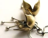 Petite Bell Flower Earrings - Bronze And Sterling Silver Artisan Earrings - Metalsmith Jewelry - Mocahete