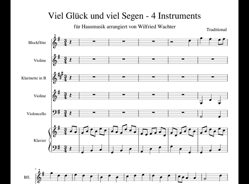 viel gluck und viel segen noten kostenlos