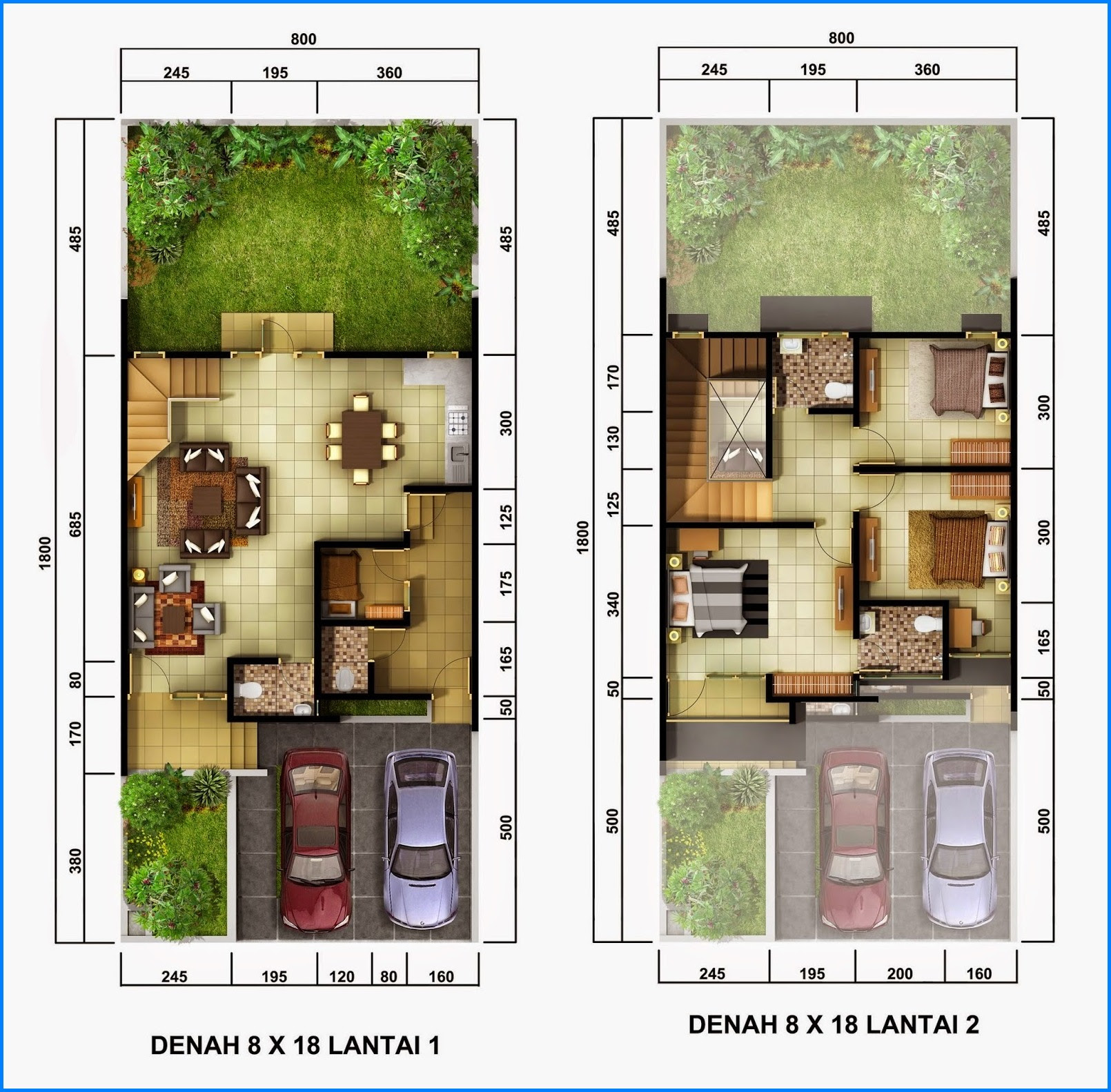 46 Desain denah rumah 6x10 2 lantai