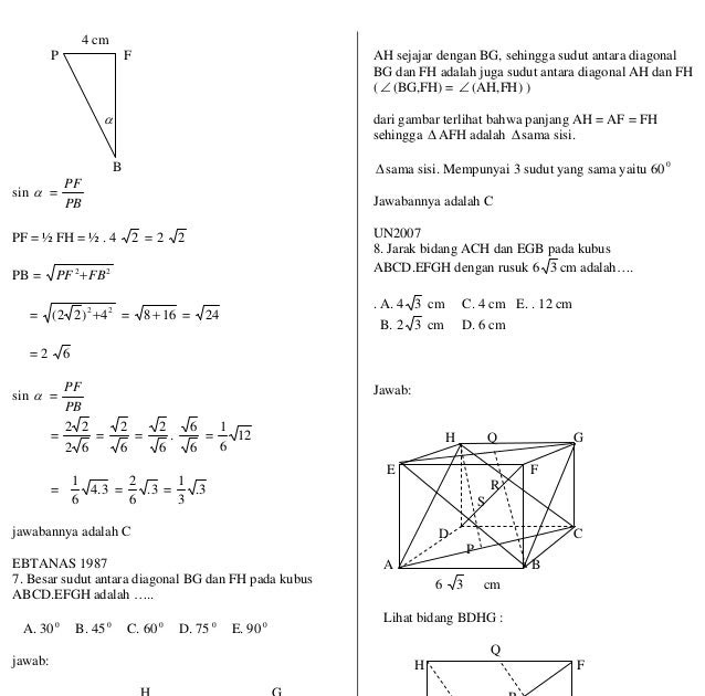 Soal Dan Pembahasan Dimensi 3 Kelas 12 Pdf