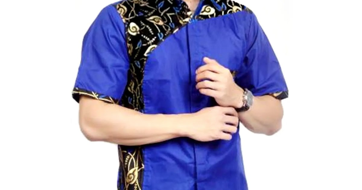 Baju Cowok Kombinasi / Baju Pria Hem Kemeja Lengan Pendek Motif Batik