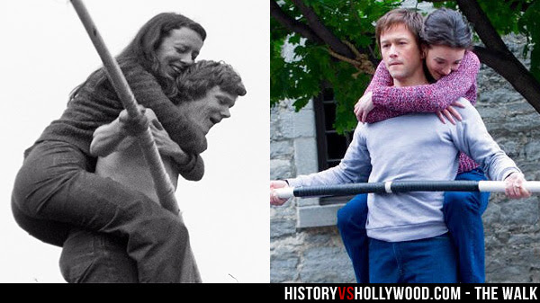 Philippe Petit and Girlfriend Annie Allix Piggyback Ride on High Wire