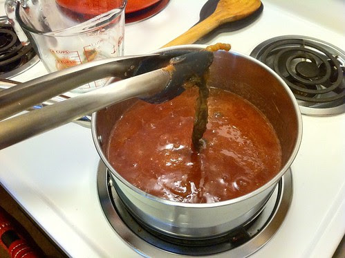 Removing Mint from Rhubarb Sauce
