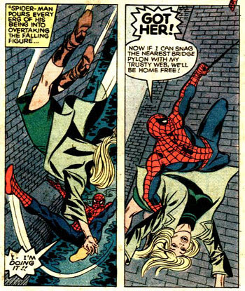 Well, the manual says you should try to catch her with your web fluid, but dammit, I'm not playing by the book today! What If? 24