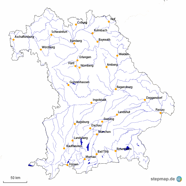 Stumme Karte Bayern Gebirge - Stumme Karte Deutschland Flüsse Gebirge