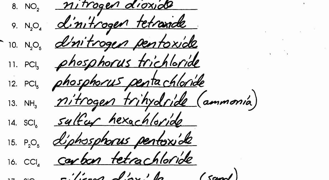 Naming Binary Compounds Worksheet With Answers - worksheet