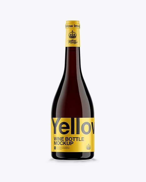 Dark Amber Glass Burgundy Bottle w/ White Wine HQ Mockup Packaging Mockups