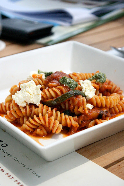 Pasta Pomodoro (S$12.80): Fusili in tomato sauce with zucchini, eggplant, fresh ricotta and basil