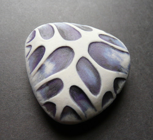 Porcelain Bead - Handbuilt, handcarved, hollow form