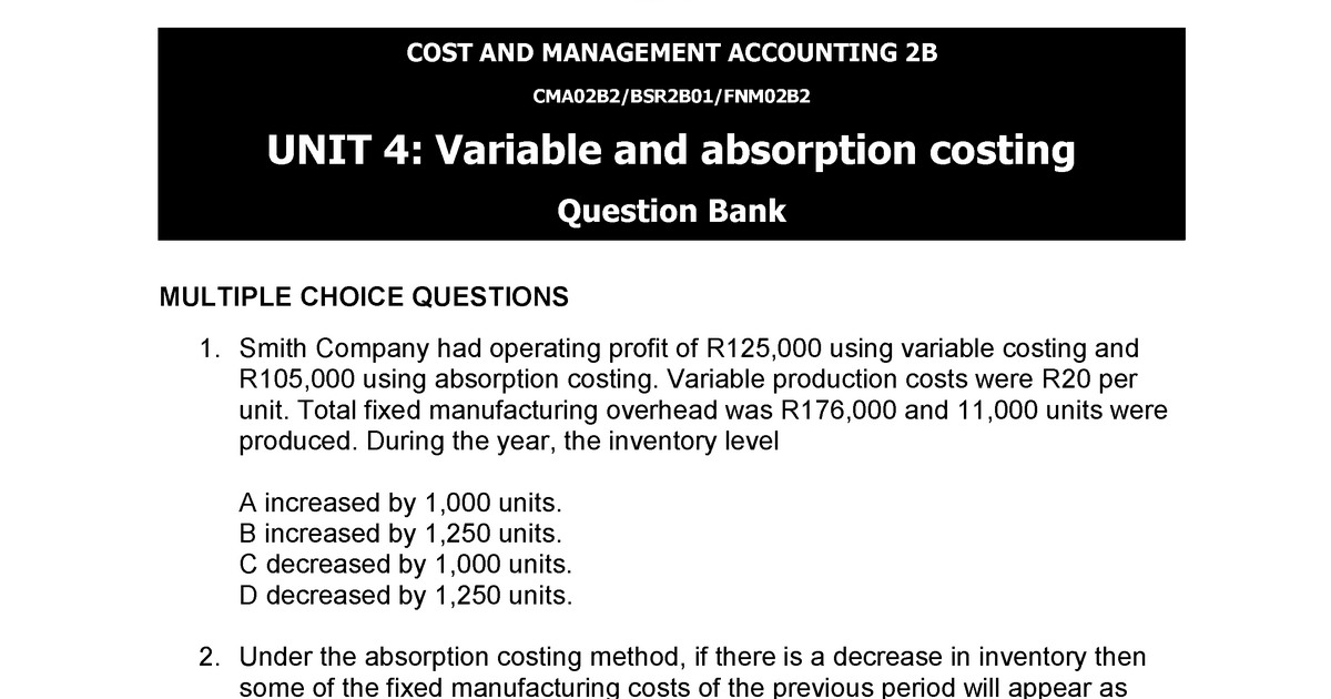 Is Most Likely To Be A Fixed Cost : Is Most Likely To Be A ...