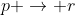 p \rightarrow r