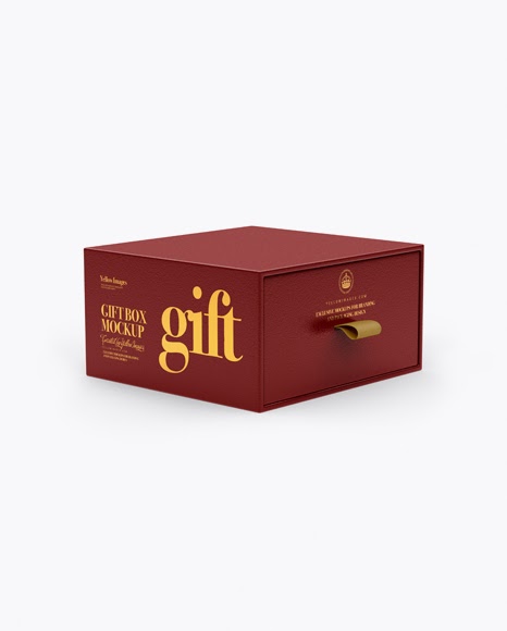 Download Textured Gift Box Mockup - Half Side View Packaging ... PSD Mockup Templates