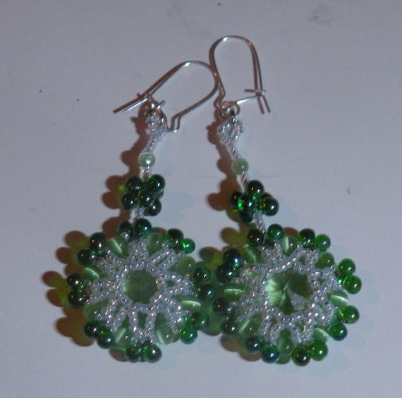 Green Octagon Crystal Earrings