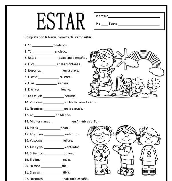 Ser And Estar Simple Sentences Worksheet