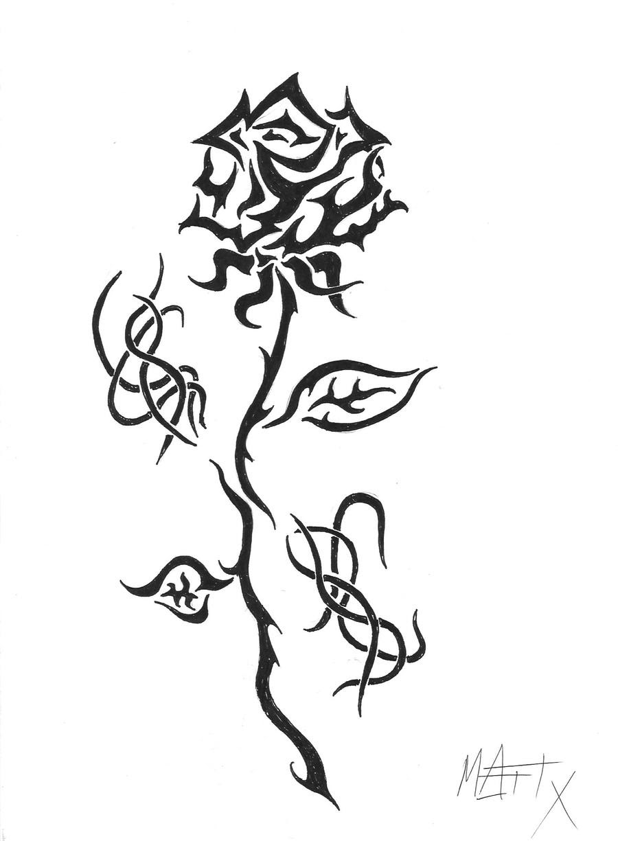 Simple Tribal Rose Tattoo Designs - tattoo design