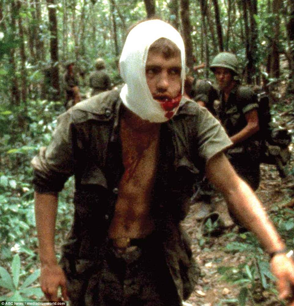 Pictured is a scene from May 13, 1967, during which the Airborne unit's outer perimeter was becoming thin and the wounded were retreating into the forest