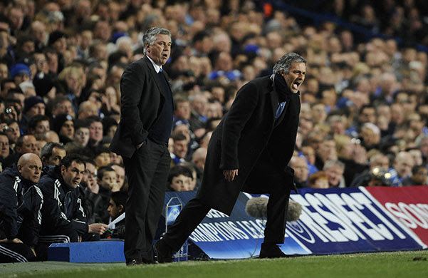 Chelsea v Inter: Managerial adversaries Ancelotti and Mourinho do their bit on the touchline