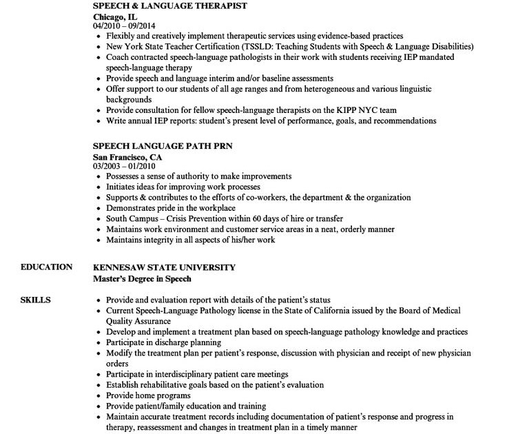 Speech Language Pathology Resume Objective - Resume