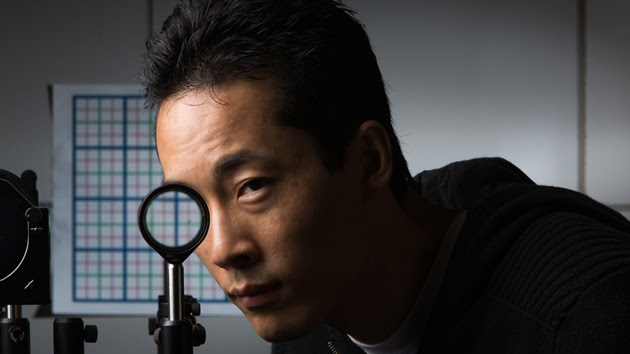 University of Rochester's lens-based cloak tested by student Joseph Choi
