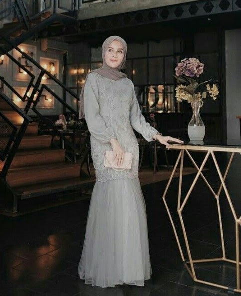Model Baju Gamis Brokat Simpel Hijabfest