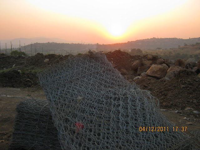 Sunset from the site of residential towers - Visit to Paranjape Schemes' Forest Trails, Bungalows, 2 BHK & 3 BHK Flats at Bhugaon, Pune 411 042