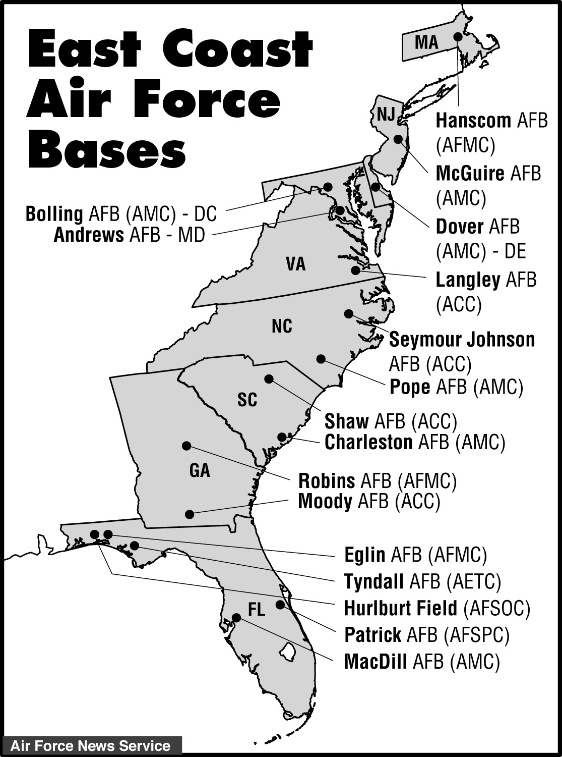 Map Us Air Force Bases Direct Map