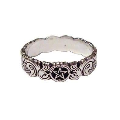 pagan wedding rings: Banshee Guardian Pentacle Ring - Sterling Silver ...