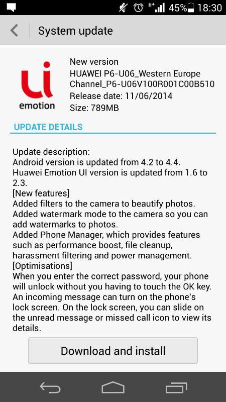Android 4.4 Huawei Ascend P6