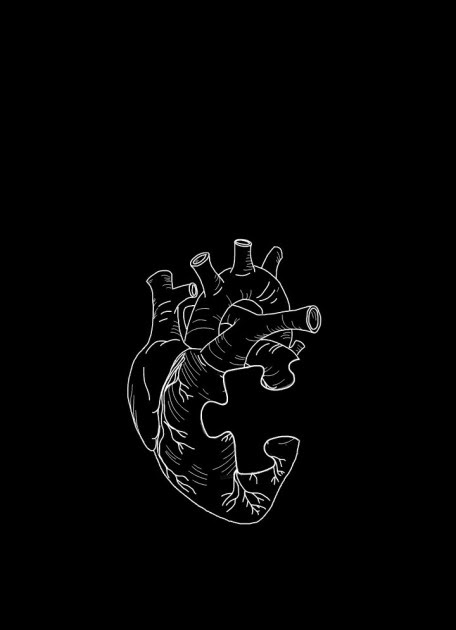 Love Aesthetic Black Heart Wallpaper - bmp-online