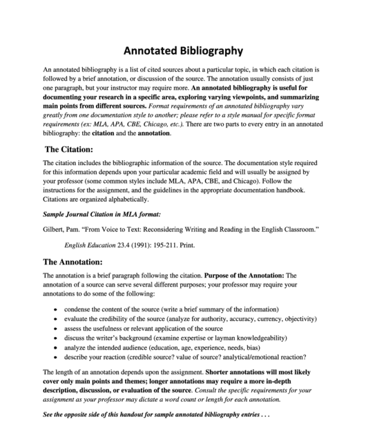 mla annotated bibliography sample pdf