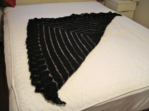 Black shawl, unblocked