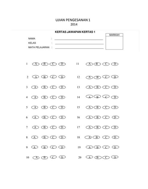 Contoh Kertas Jawapan Omr - Riset