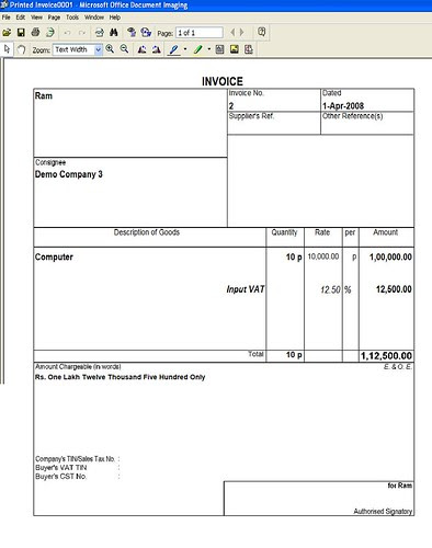 making of purchase bill in Tally 9 by you.