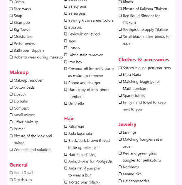 Wedding Accessories Checklist - Marriage Improvement