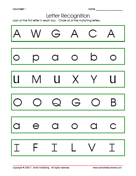Letter Recognition Worksheets For Preschool - Blog Pure
