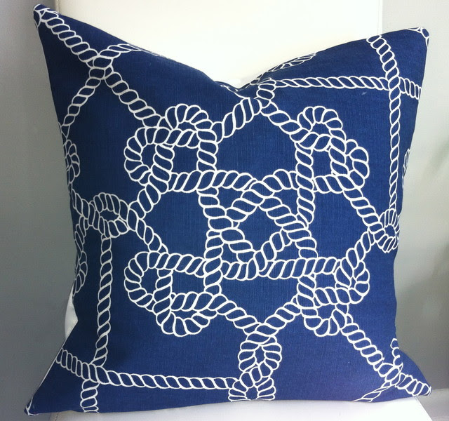 Decorative Pillow Cover - Nautical Pillow - Navy Pillow - 18X18