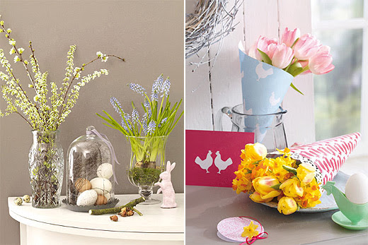 mit weißen Blümchen beklebte Styropor Eier