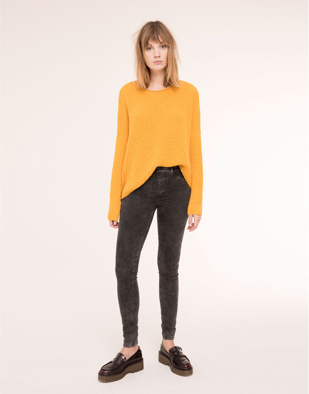 Pull&Bear - mujer - jeans - jegging básico cintura goma - negro - 09684320-I2015