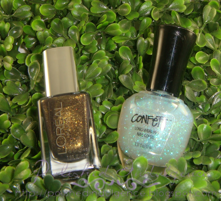 L'Oreal Owl's Night from Project Runway Collection 2011 and Confetti Glitter polish in Ice Ice Baby