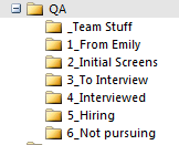 Folders for hiring workflow