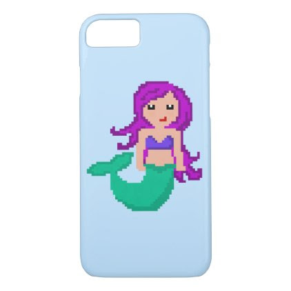 8Bit Pixel Geek Mermaid with Purple Hair iPhone 7 Case