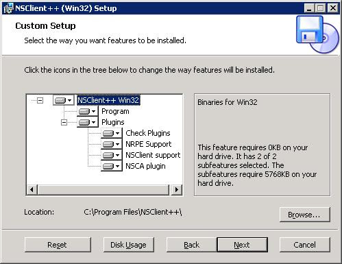 NSClient++ Install Screen NSClient++ Install Screen