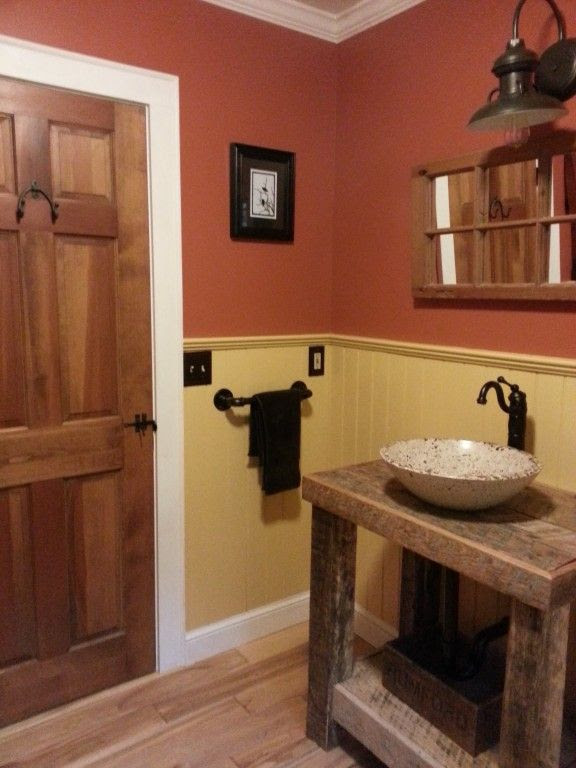 Barn Wall Sconce Adds a Touch of Country to Bathroom Remodel