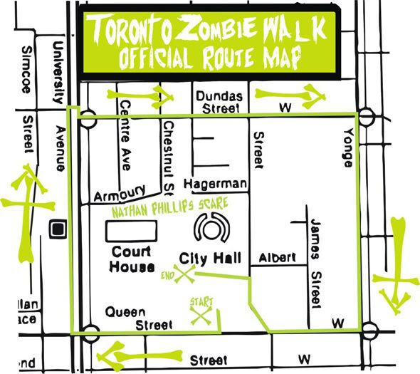 Toronto Zombie Walk Route Map