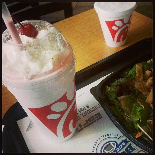 Attempting to balance out my peppermint milkshake with a salad