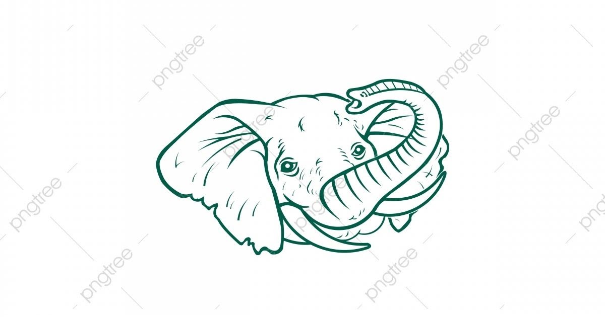 Vektor Tegak: Gambar Kepala Gajah Vektor