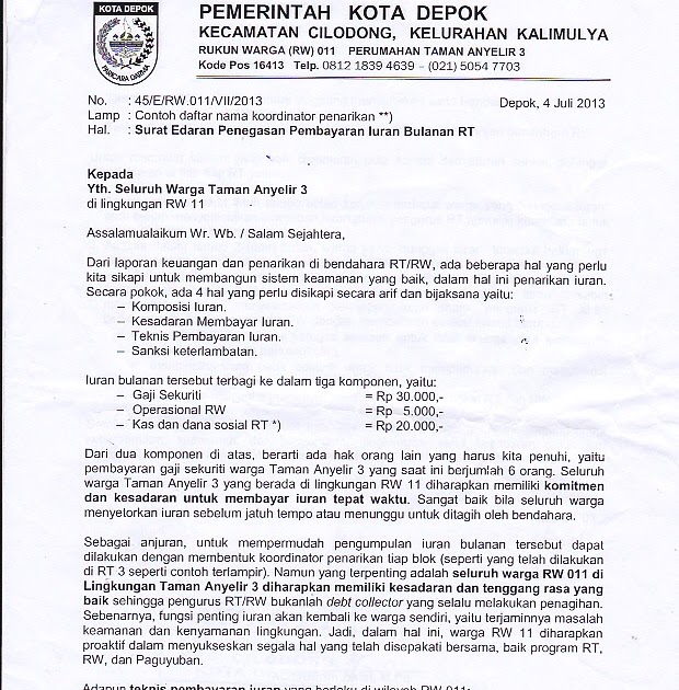 Contoh Surat Pemberitahuan Warga