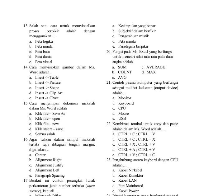 Soal dan jawaban simulasi digital kelas 10 semester 1